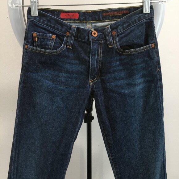 AG ADRIANO GOLDSCHMIED Dark Wash THE ANGEL 5 Pocket Slight Flare Leg Jeans - Picture 4 of 10